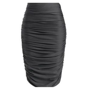 Black Stretch Jersey Shirred Skirt